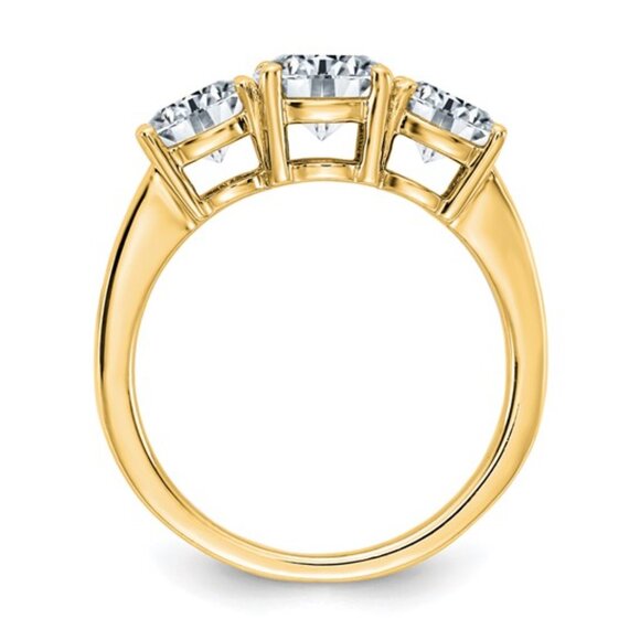 14K Yellow Gold 2.2 CT TRUE Light Moissanite Three Stone Engagement Ring - Picture 6 of 9